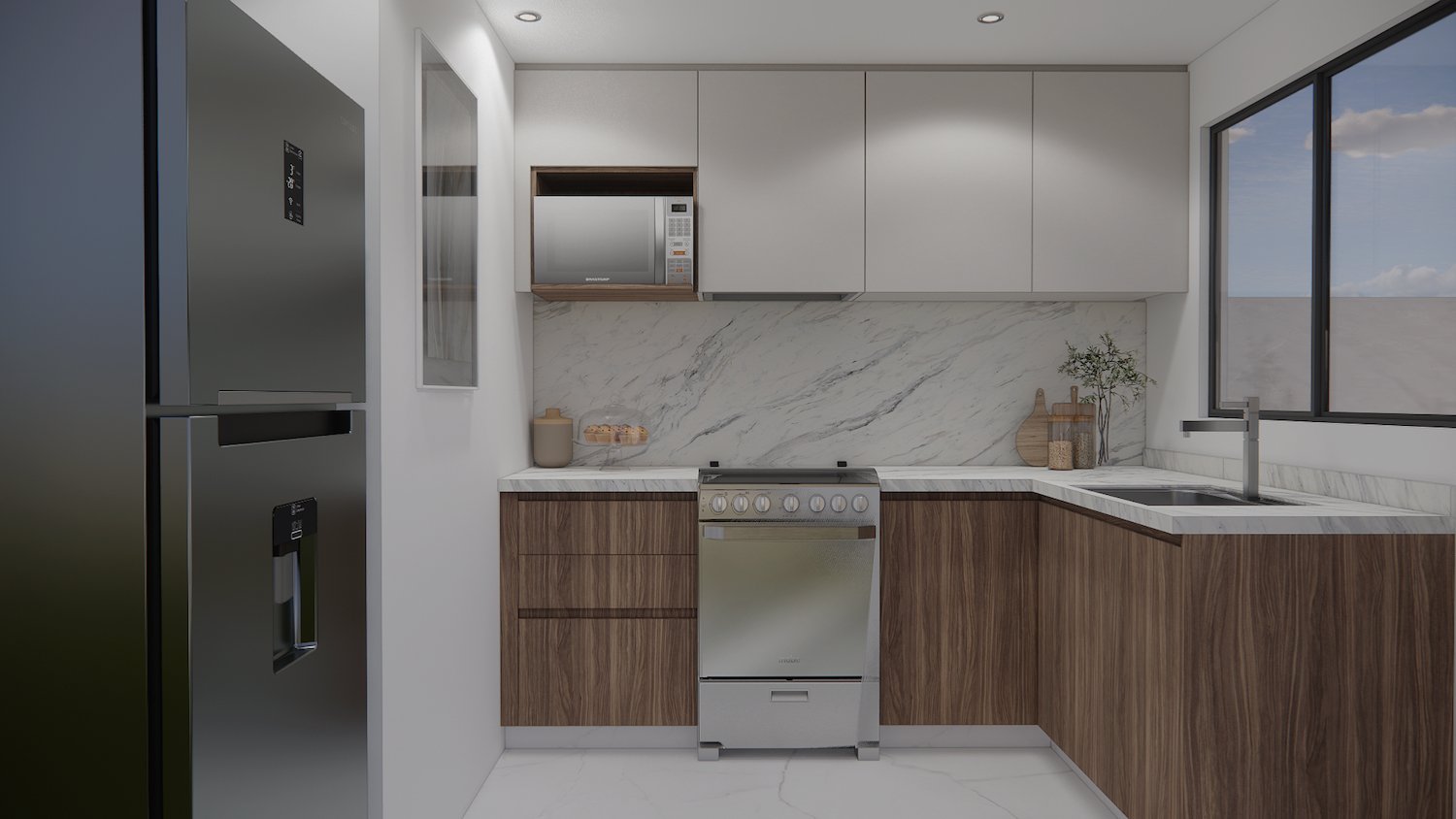 V13 NOGAL NEO , GRIS CLARO Y CALACUTTA MARBLE 1 V13 NOGAL NEO , GRIS CLARO Y CALACUTTA MARBLE 1